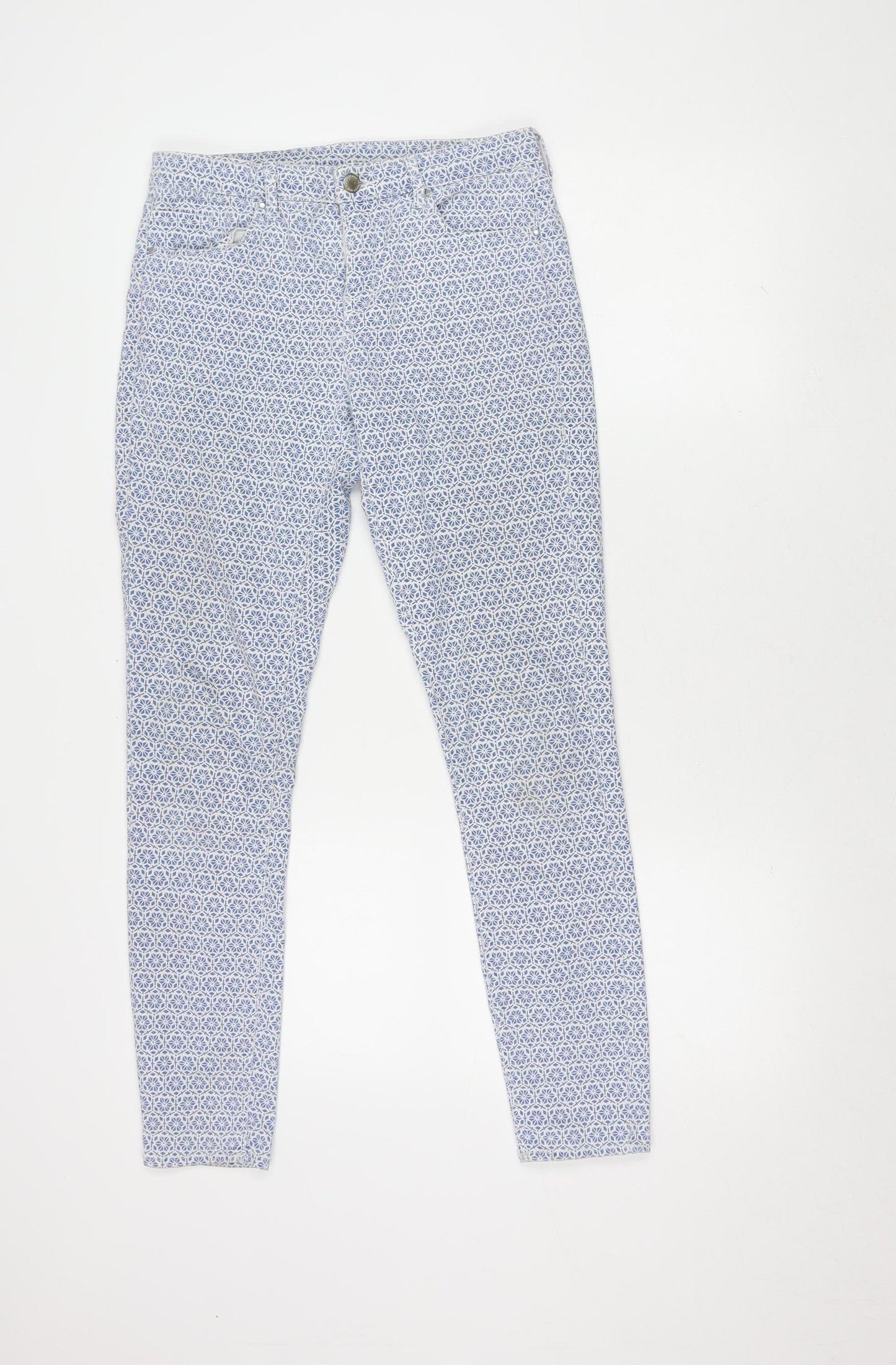 Topshop Women's Blue Geometric Jegging Trousers Size 8