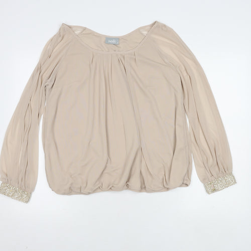 Wallis Women's Beige Blouse, Size 18, Beaded Accents
