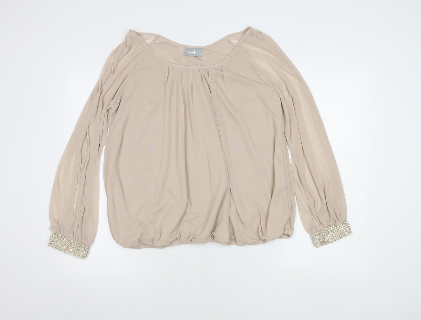 Wallis Women's Beige Blouse, Size 18, Beaded Accents