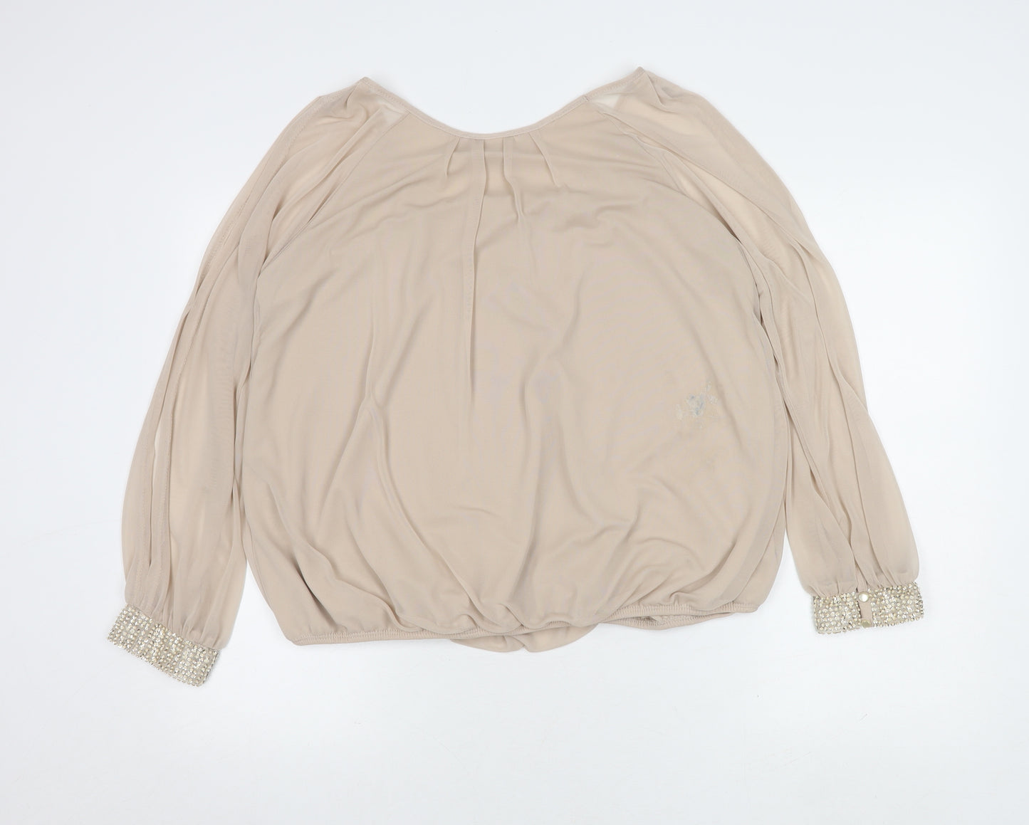 Wallis Women's Beige Blouse, Size 18, Beaded Accents