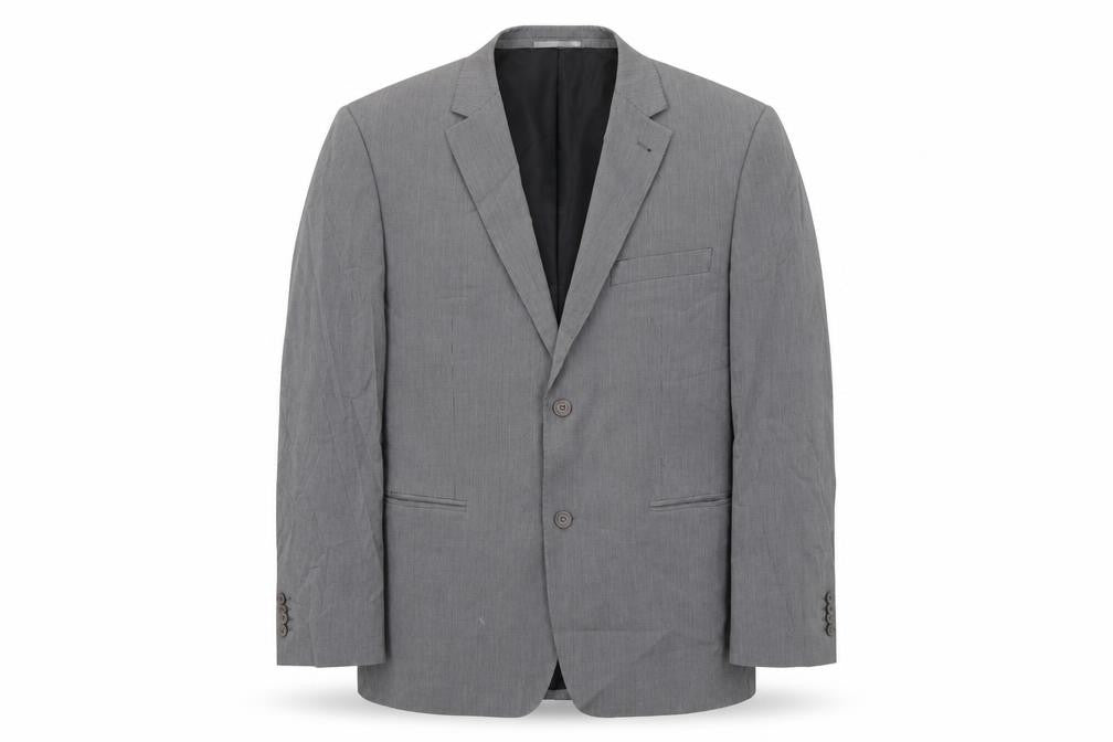 Front view of Skopes Men's Grey Striped Blazer, size 44R, Classic Style