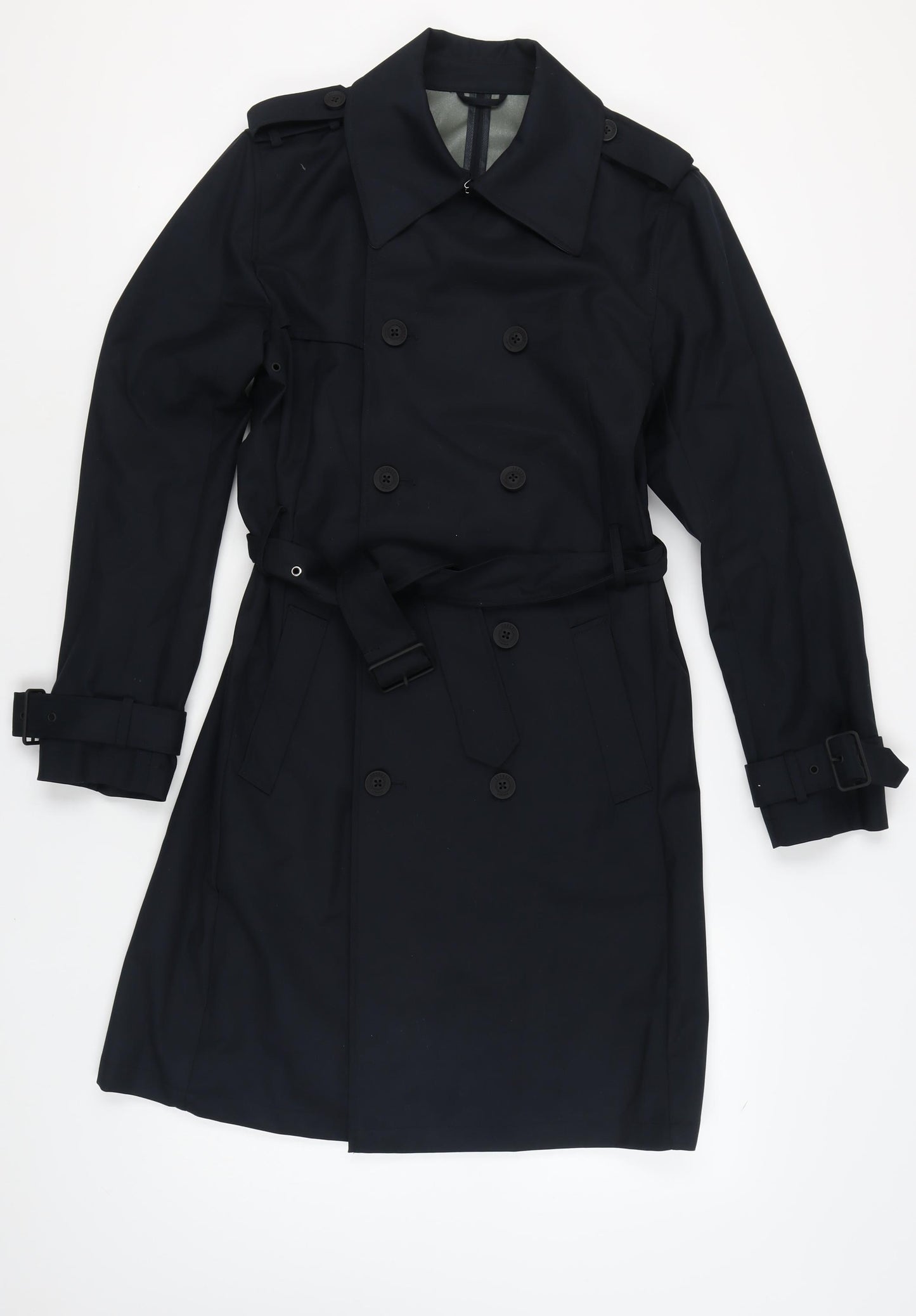 Guards London Mens Black Trench Coat Size 38