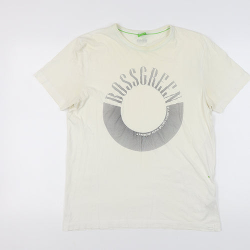 Hugo Boss Men's White Graphic Print T-Shirt, Size M