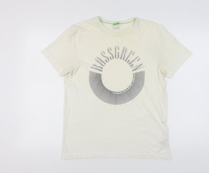 Hugo Boss Men's White Graphic Print T-Shirt, Size M