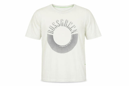 Front view of Hugo Boss Men's White Graphic Print T-Shirt, size M