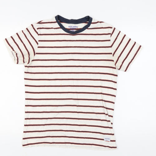 Jack & Jones Men's Striped T-Shirt, Medium, Multicoloured