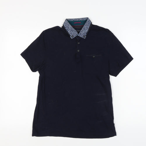 Ted Baker Men's Blue Polo Shirt, Size 3, Solid Cotton