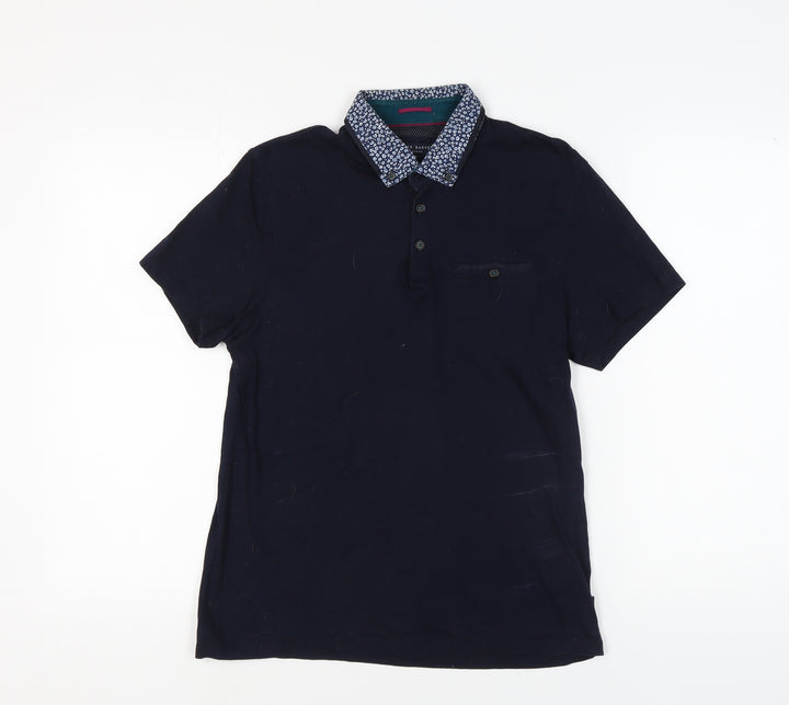 Ted Baker Men's Blue Polo Shirt, Size 3, Solid Cotton