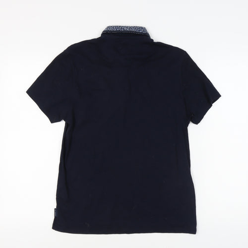 Ted Baker Men's Blue Polo Shirt, Size 3, Solid Cotton