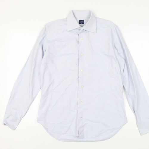 A. Basile Men's Blue Check Dress Shirt, Size M