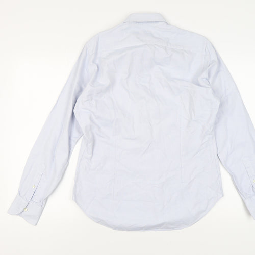 A. Basile Men's Blue Check Dress Shirt, Size M