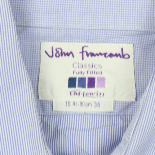 John Francomb Men's Classic Blue Pinstripe Dress Shirt