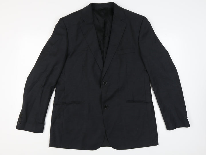 Esprit Men's Black Blazer 44R Regular Wool Jacket