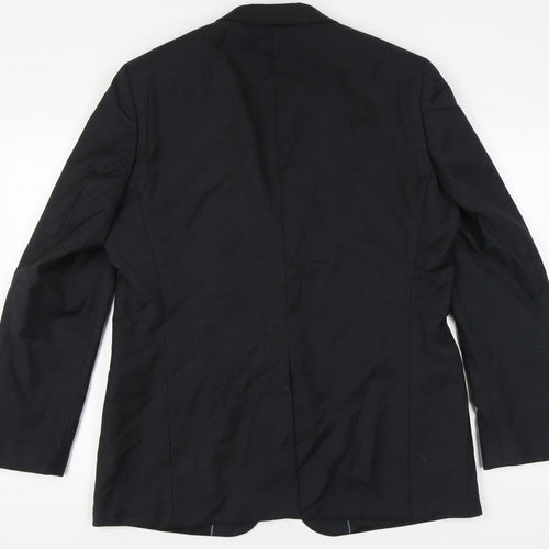 Esprit Men's Black Blazer 44R Regular Wool Jacket