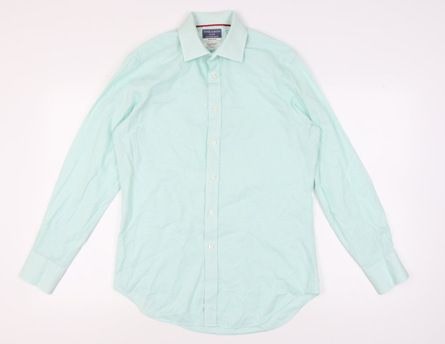 Stovel & Mason Men's Green Cotton Long Sleeve Shirt 15.5