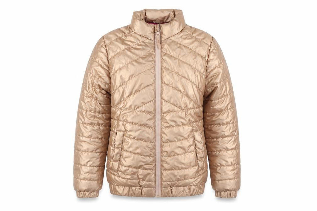 Front view of Mountain Warehouse girls’ beige puffer jacket 11-12 years