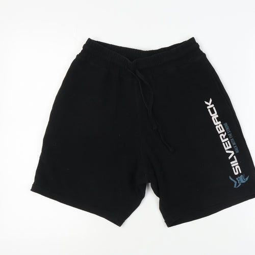 Silverback Men's Black Biker Shorts, Size S, Athletic Fit