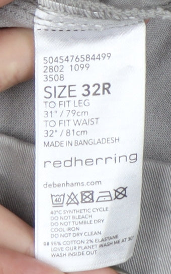 Red Herring Men's Grey Chino Trousers Size 32R