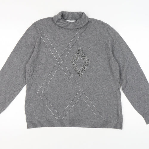 Cotswold Collections Women's Grey XL Roll Neck Jumper