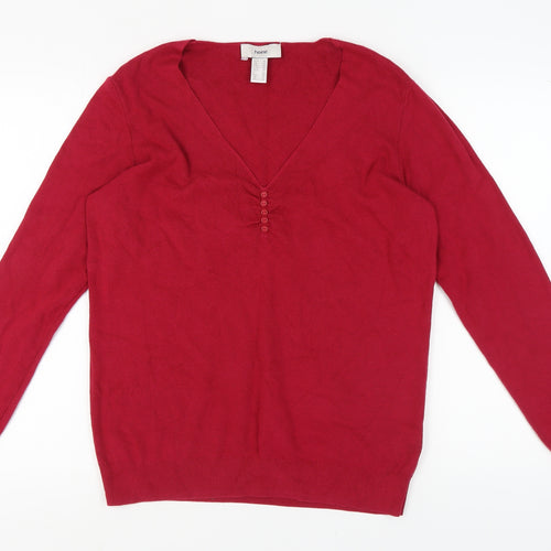 Heine Women's Red V-Neck Pullover Jumper, Size 20