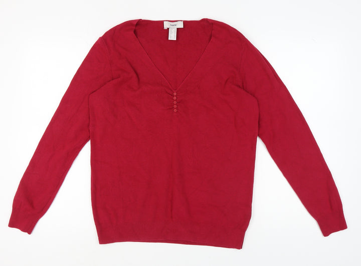 Heine Women's Red V-Neck Pullover Jumper, Size 20