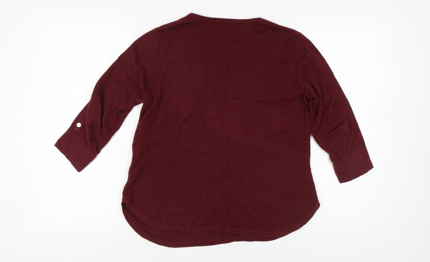 Monsoon Women's Red Crew Neck Jumper, Size M, Button Accents