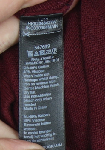 Monsoon Women's Red Crew Neck Jumper, Size M, Button Accents