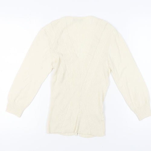 Laura Ashley Ivory Women's V-Neck Cardigan Size 14