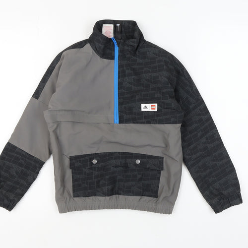 Adidas Boys Black Track Jacket, Geometric, Size 7, Autumn Wear