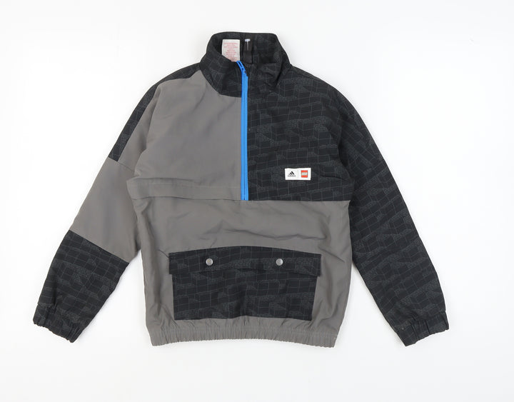 Adidas Boys Black Track Jacket, Geometric, Size 7, Autumn Wear