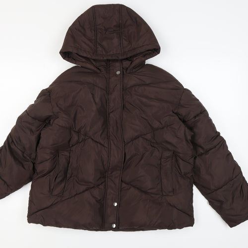 Michelle Keegan Women's Brown Puffer Jacket, Size 10