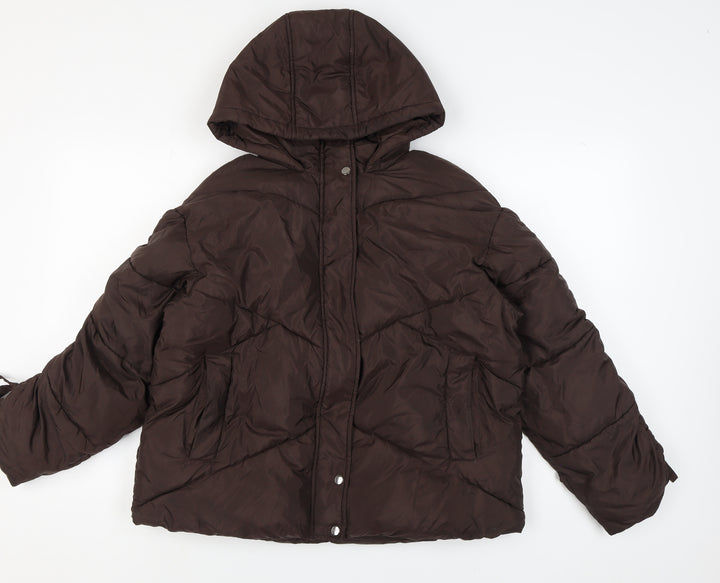 Michelle Keegan Women's Brown Puffer Jacket, Size 10