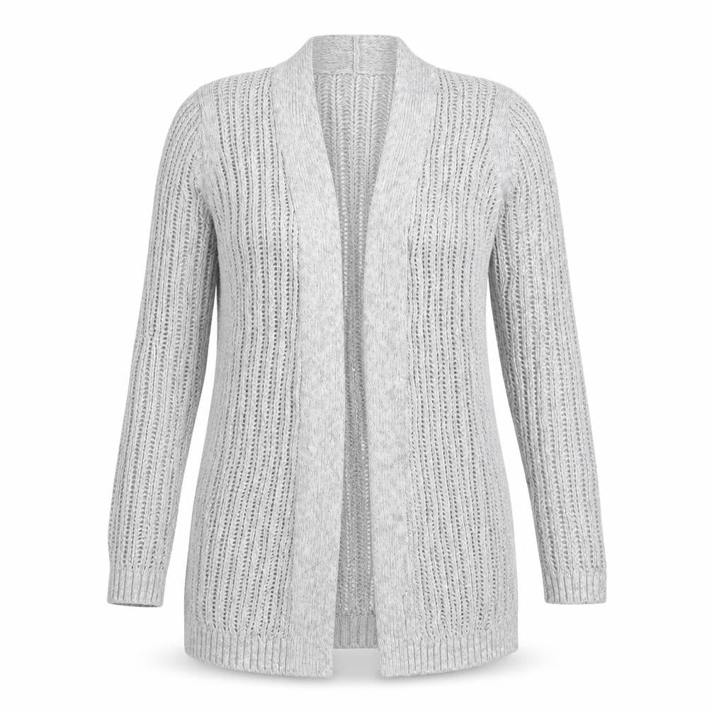 Front view of Gap Women’s Grey Open-Knit Open Front Cardigan S