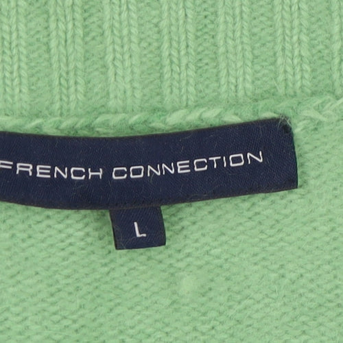 French Connection Women's Green Open Front Cardigan L, Casual Knitwear