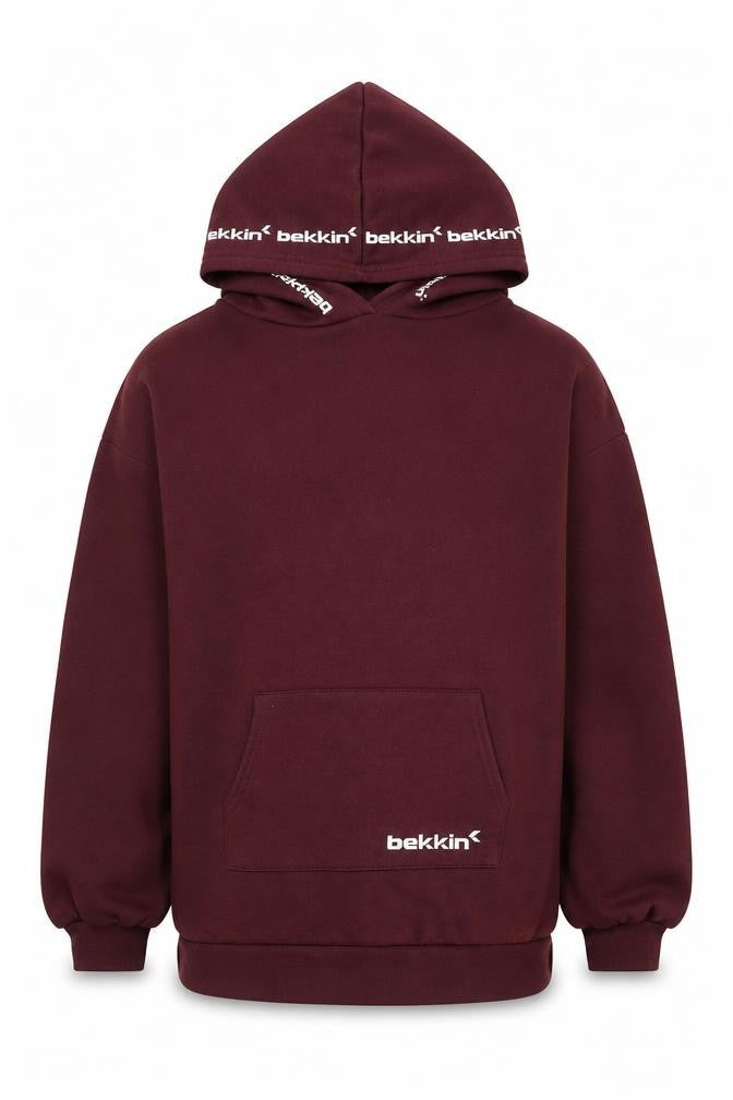 bekkin Boys Red Pullover Hoodie, Size 12-13, Casual Winter Comfort