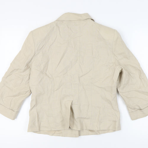 Kaliko Women's Beige Blazer, Size 14, Casual Linen