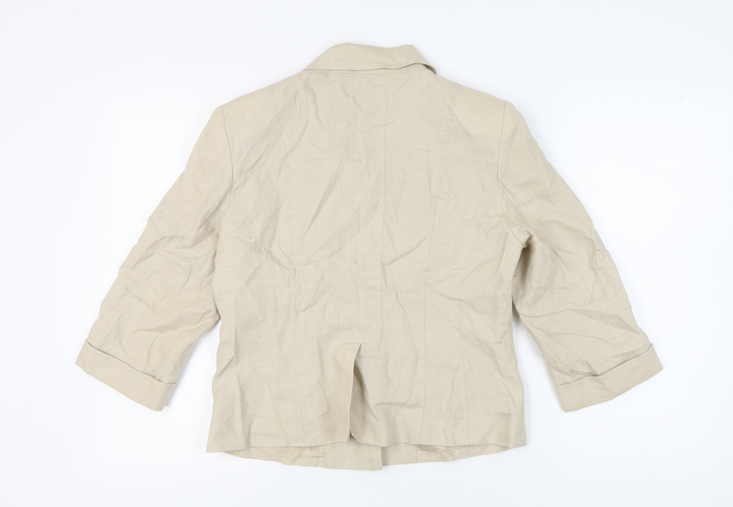 Kaliko Women's Beige Blazer, Size 14, Casual Linen