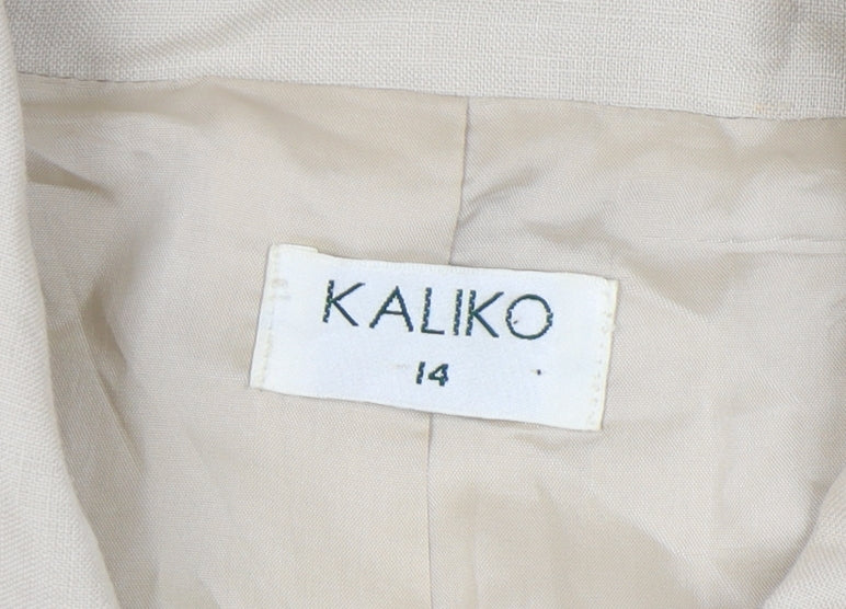 Kaliko Women's Beige Blazer, Size 14, Casual Linen