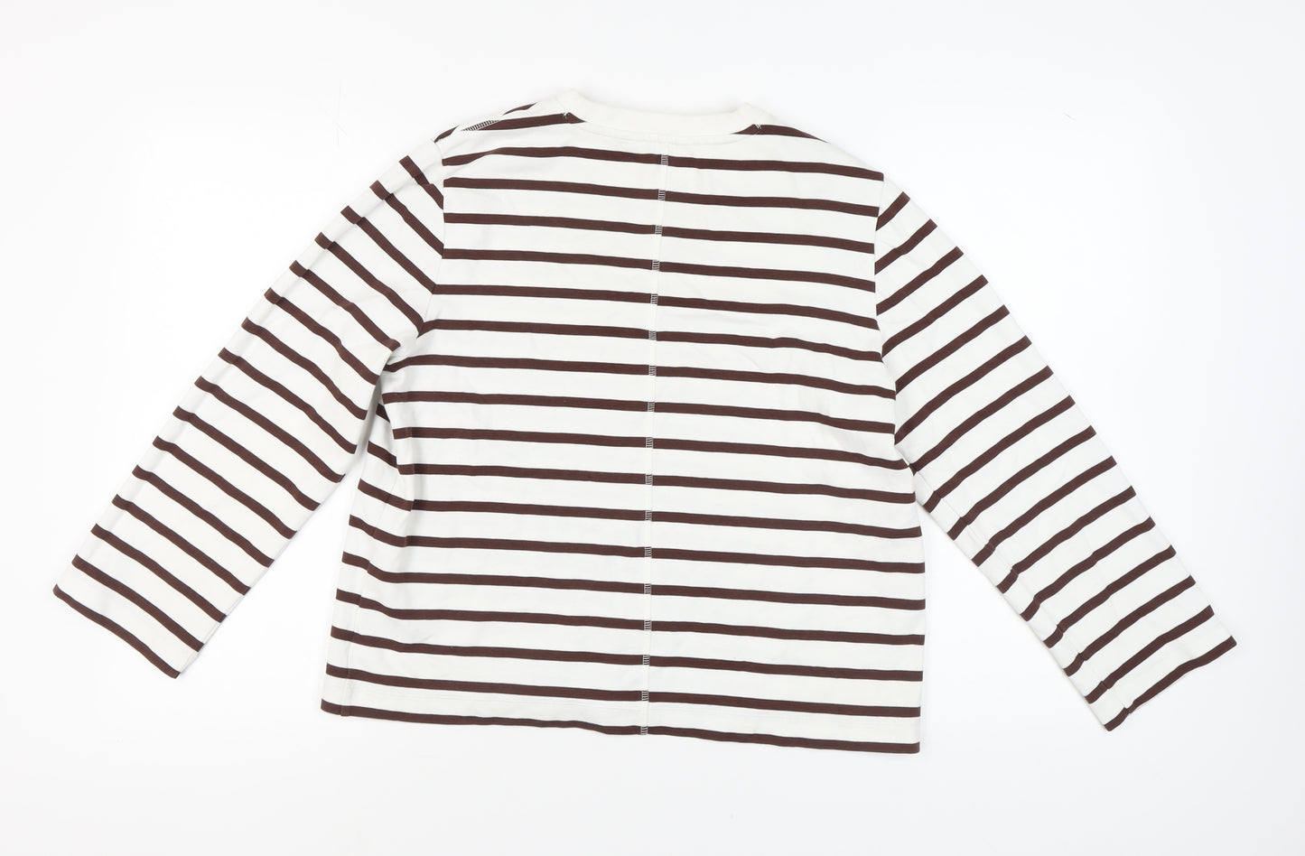 Marks and Spencer Women's Brown Striped T-Shirt Size 14