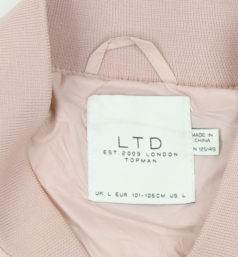 Topman Men's Pink Bomber Jacket L Casual Nylon 40-42"