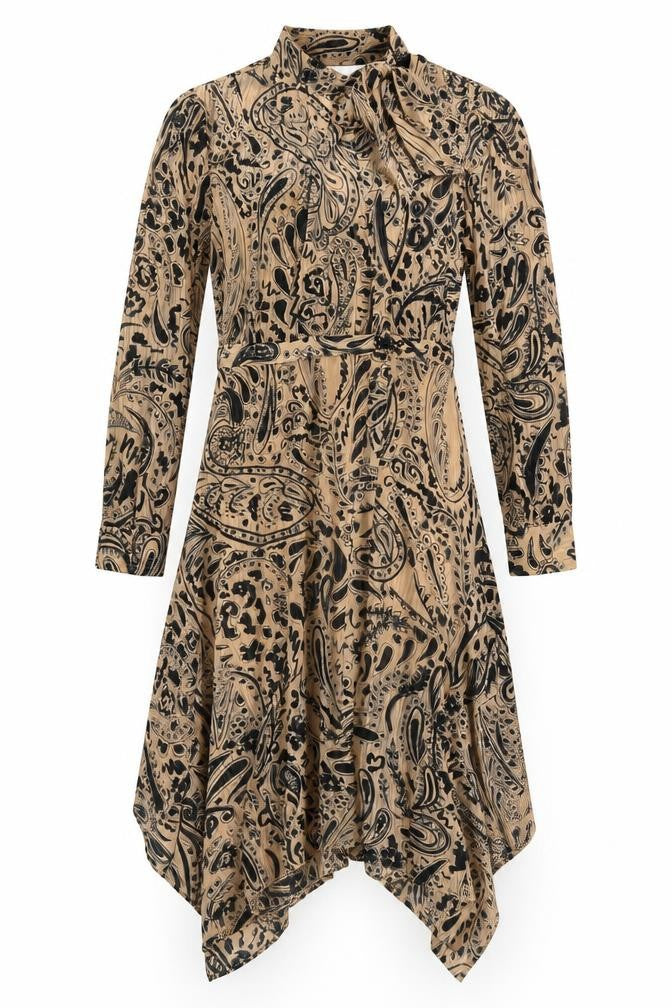 Topshop Womens Long Sleeve Paisley Dress
