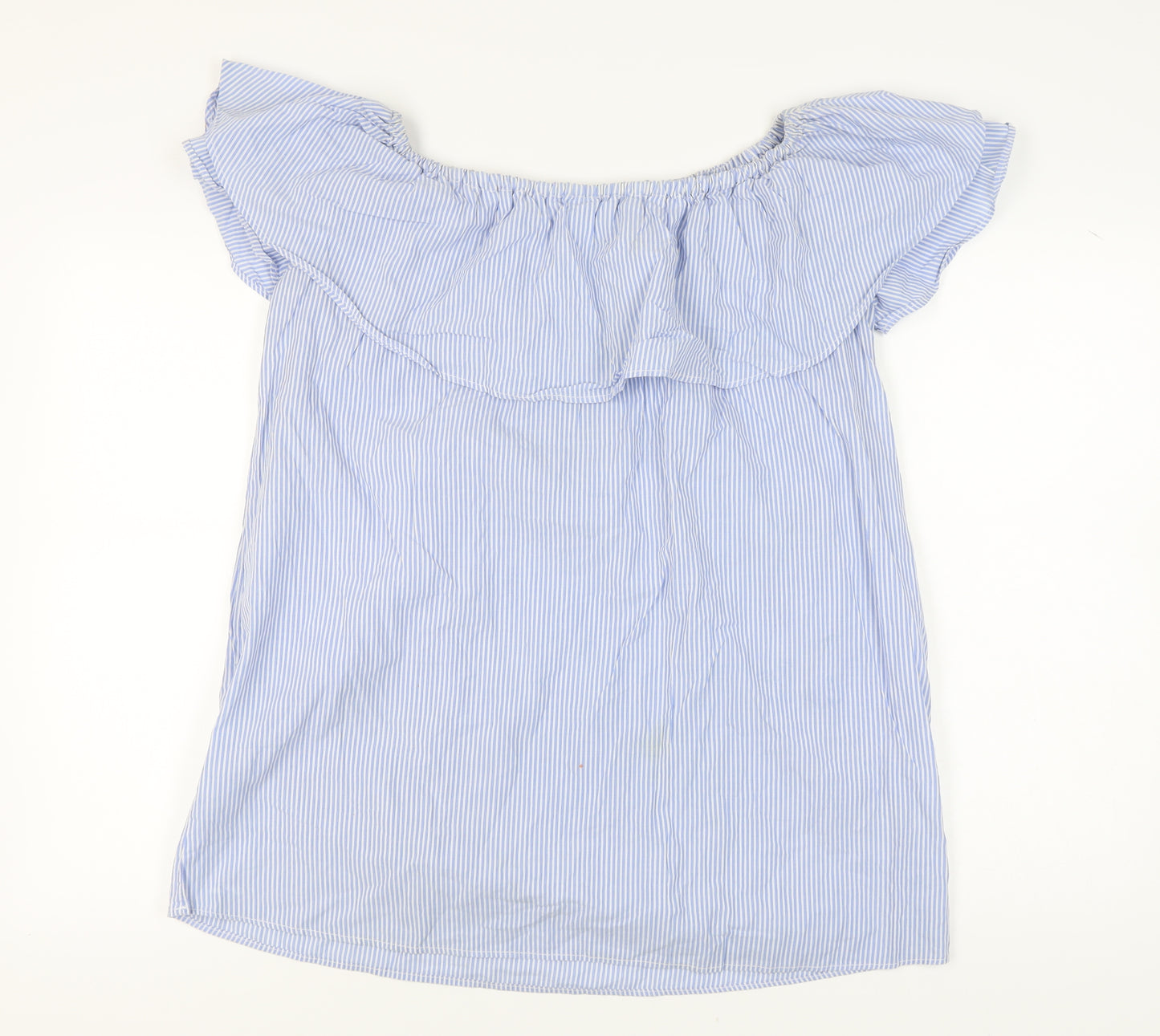 Zara Women's Blue Striped Off-Shoulder Blouse XS