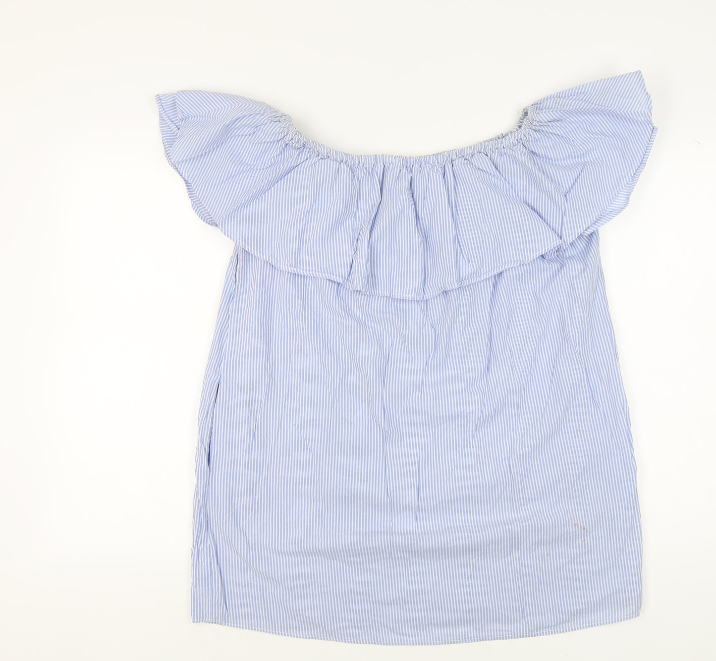 Zara Women's Blue Striped Off-Shoulder Blouse XS