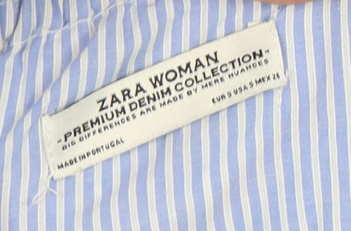 Zara Women's Blue Striped Off-Shoulder Blouse XS