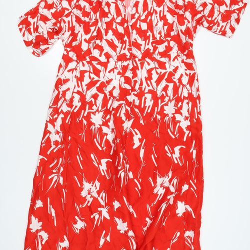 Marks and Spencer Women's Red Floral Dress Size 20