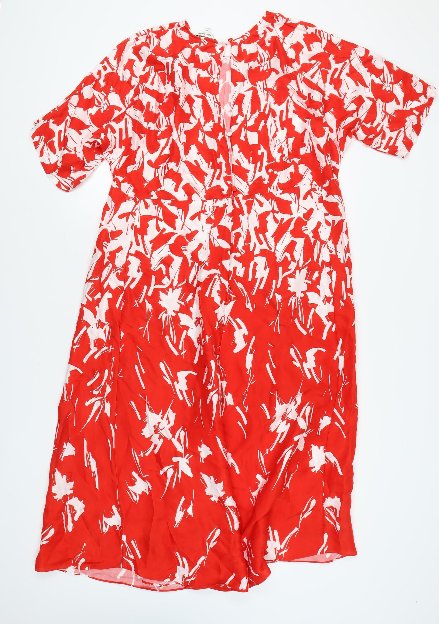 Marks and Spencer Women's Red Floral Dress Size 20