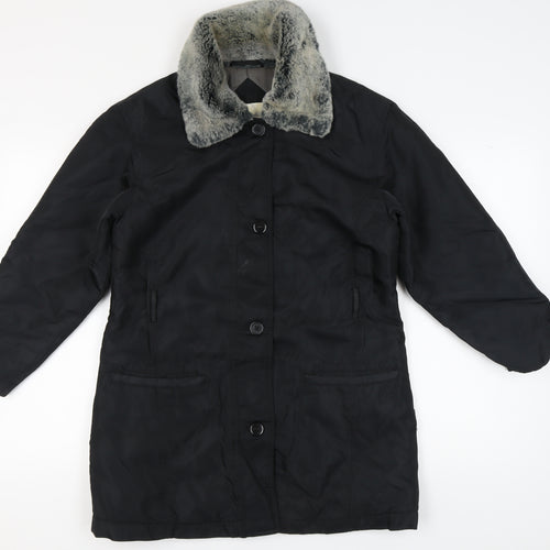 Dorothy Perkins Women's Black Fur Trim Coat, Size 12