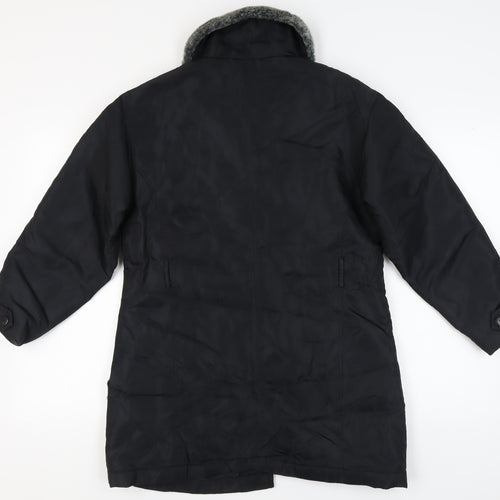 Dorothy Perkins Women's Black Fur Trim Coat, Size 12