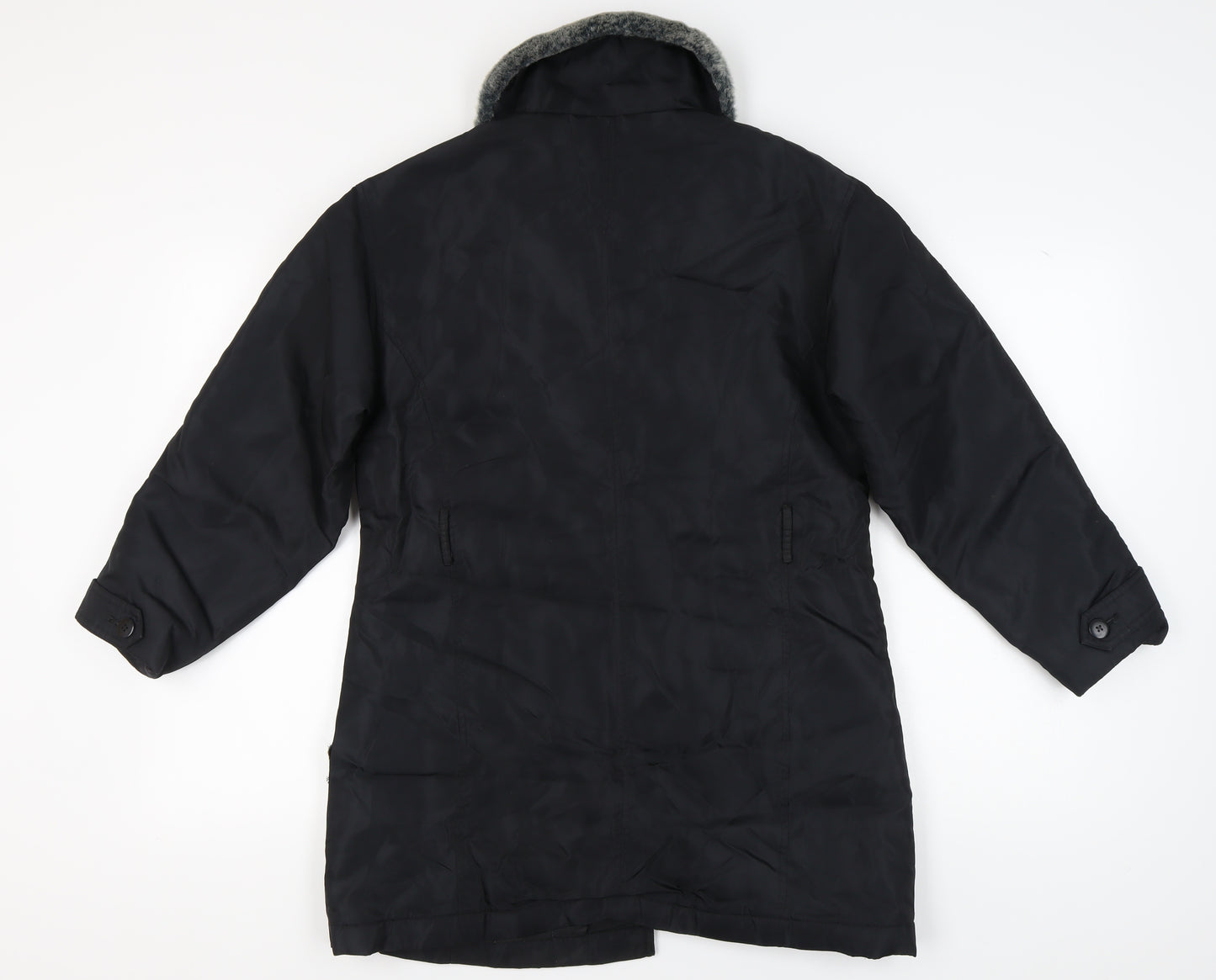 Dorothy Perkins Women's Black Fur Trim Coat, Size 12