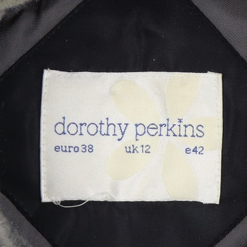 Dorothy Perkins Women's Black Fur Trim Coat, Size 12